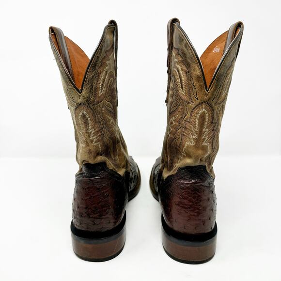 Dan Post Alamosa Full Quill Ostrich Cowboy Boots Brown Tan Size 9D DP3875 - Picture 10 of 15